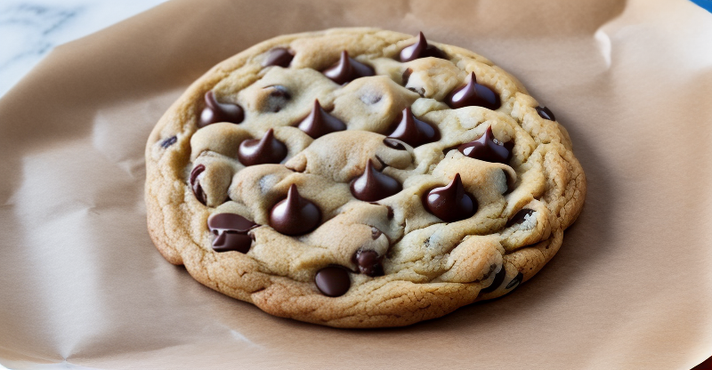 Chocolate Chip Cookie on Wax paper.